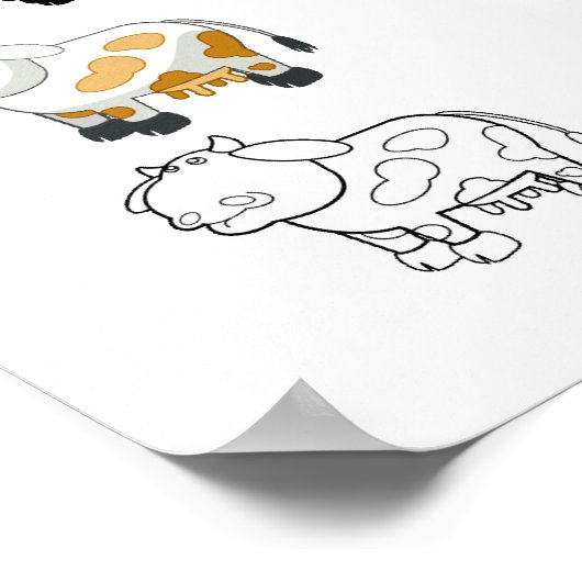 Cartoon Dairy Cows Poster (Ecke)