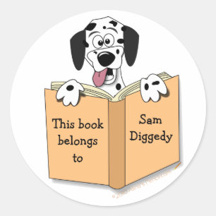 Cartoon Dalmatiner Dog Buchzeichen Sticker Vorlage