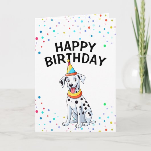 Cartoon Dalmatiner Hund mit Party Hat Geburtstag Karte (Vorderseite)