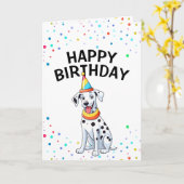 Cartoon Dalmatiner Hund mit Party Hat Geburtstag Karte (Gelbe Blume)