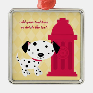 Cartoon dalmation Hund u. Feuerhydrantverzierung Ornament Aus Metall