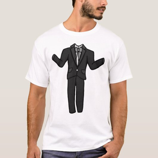 Cartoon Dark Gray Tuxedo Suit  T-Shirt (Vorderseite)