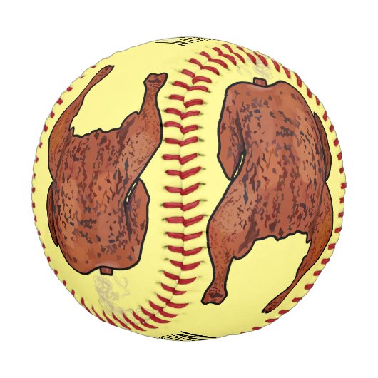 Cartoon-Darstellung von Hähnchen Baseball (Schrägansicht)