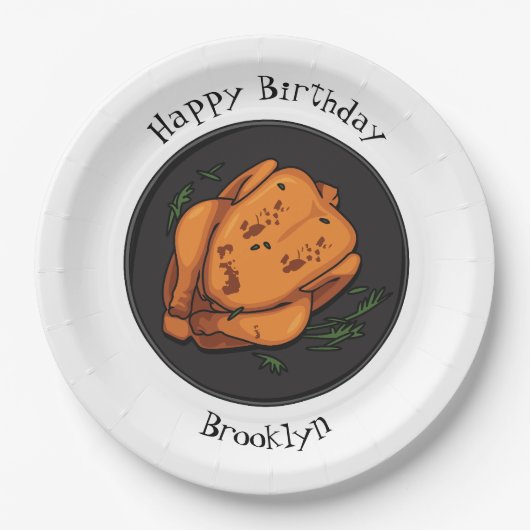 Cartoon-Darstellung von Hähnchen Pappteller (Vorderseite)