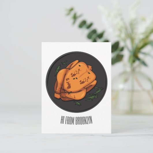 Cartoon-Darstellung von Hähnchen Postkarte (Stehend Vorderseite)