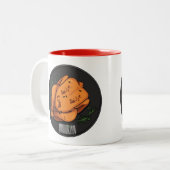 Cartoon-Darstellung von Hähnchen Zweifarbige Tasse (Vorderseite Links)