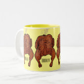 Cartoon-Darstellung von Hähnchen Zweifarbige Tasse (Vorderseite Links)