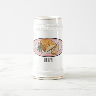 Cartoon-Darstellung von Schweinebauch Bierglas
