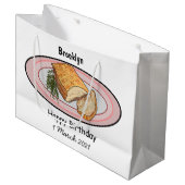 Cartoon-Darstellung von Schweinebauch Große Geschenktüte (Vorderseite Schrägansicht)