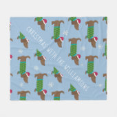 Cartoon Daschund Christmas Scene Fleece Blanket (Vorderseite (Horizontal))