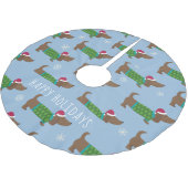 Cartoon Daschund Christmas Scene Tree Skirt Polyester Weihnachtsbaumdecke (Schrägansicht)