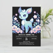 Cartoon Deer Digital Geburtstag Einladung (Stehend Vorderseite)