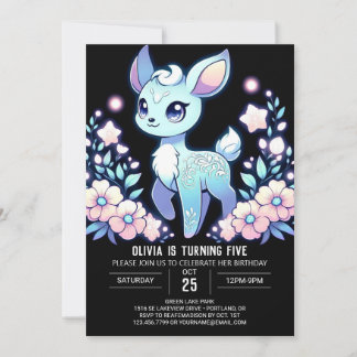 Cartoon Deer Digital Geburtstag Einladung