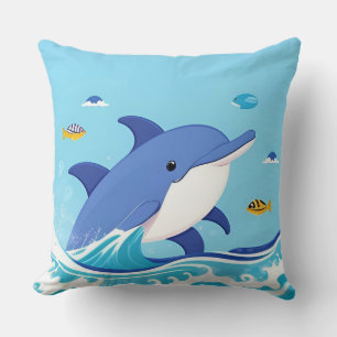 Cartoon-Delfin-Splash für sommerlichen Raumstil Kissen