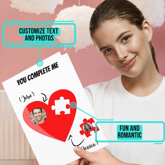 Cartoon, den du mir fertig machst Puzzle Herz Gebu Karte