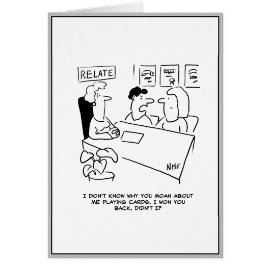 Cartoon der Eheberatung. Ehemann spielte Ehefrau. (Vorne)