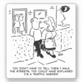 Cartoon der Ehefrau des Verkehrs. Aufkleber (Vorderseite)