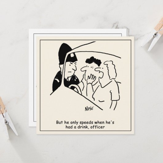 Cartoon der Ehefrau mit Ehemann, der Drink Driver Karte (Vorderseite/Rückseite Beispiel)