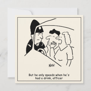 Cartoon der Ehefrau mit Ehemann, der Drink Driver Karte