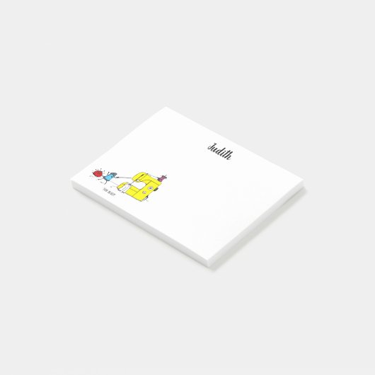 Cartoon der Funny Nähmaschine Post-it Klebezettel (angewinkelt)