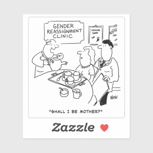 Cartoon der Geschlechterumverteilung Aufkleber (Blatt)