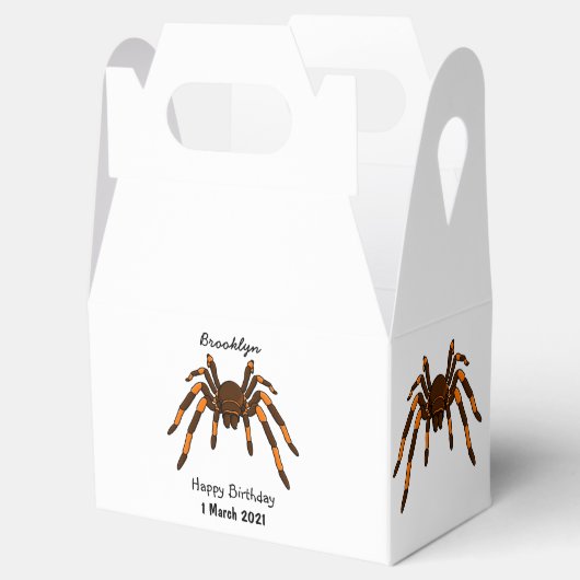 Cartoon der graubraunen und orangen Spinne Geschenkschachtel (Geöffnet)