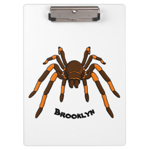 Cartoon der graubraunen und orangen Spinne Klemmbrett