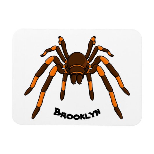 Cartoon der graubraunen und orangen Spinne Magnet (Horizontal)