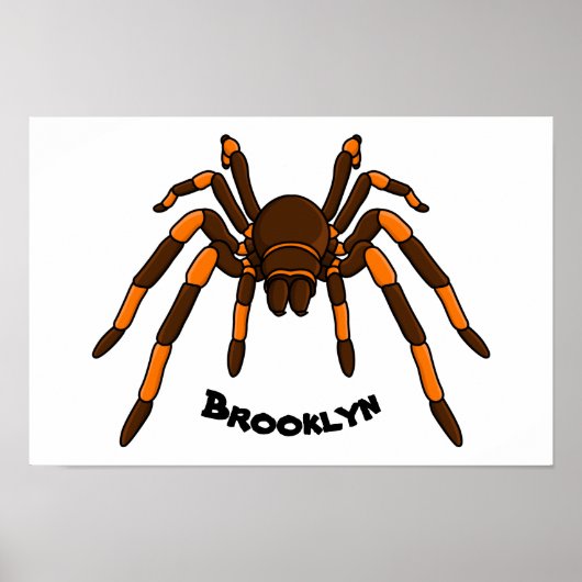 Cartoon der graubraunen und orangen Spinne Poster (Vorne)