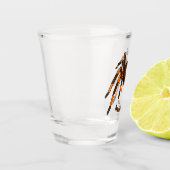 Cartoon der graubraunen und orangen Spinne Schnapsglas (Links)