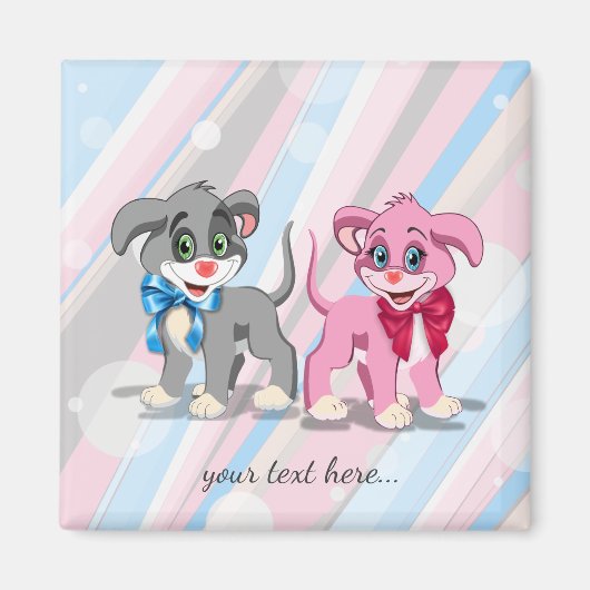 Cartoon der Herznose Welpen Magnet (Vorne)