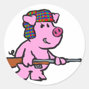 Cartoon der Jagdschweinchen Hintergrundfarbe Runder Aufkleber
