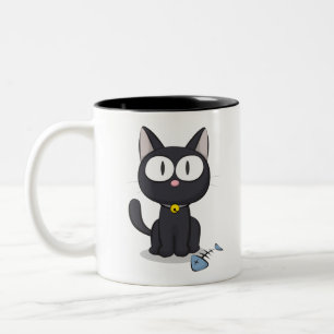 Cartoon der Katze Schwarze Katze Tier Zweifarbige Tasse
