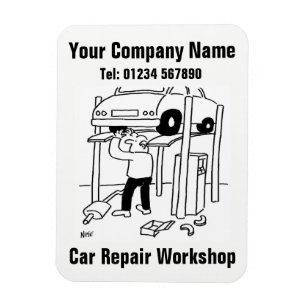 Cartoon der Kfz-Reparaturwerkstatt Magnet