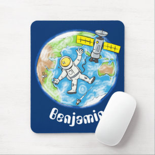 Cartoon der niedlichen Astronauten im Weltraum Mousepad