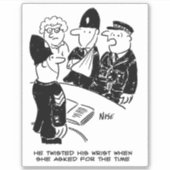 Cartoon der Polizei konstatiert Wrist Verletzungen Aufkleber (Vorderseite)