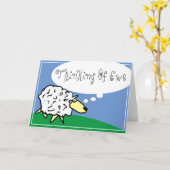 Cartoon der Schafe mit dem Denken der Ewe-Denkblas Karte (Gelbe Blume)