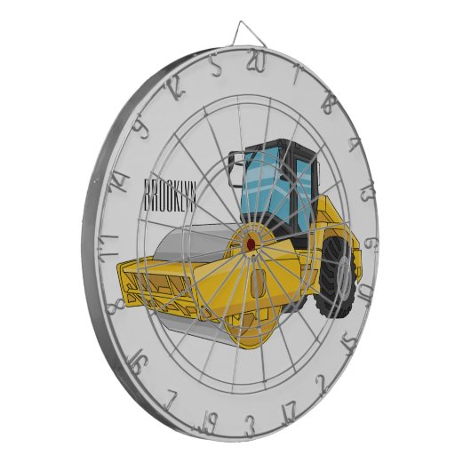 Cartoon der Straßenwalze Dartscheibe (Vorderseite Links)