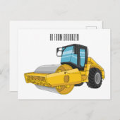 Cartoon der Straßenwalze Postkarte (Vorne/Hinten)