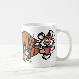 Cartoon, der Tiger-Tasse läuft Kaffeetasse