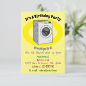 Cartoon der Waschmaschine Einladung (Stehend Vorderseite)