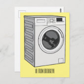 Cartoon der Waschmaschine Postkarte (Vorne/Hinten)