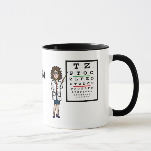 Cartoon der weiblichen Optometrie Name Tasse (Rechts)