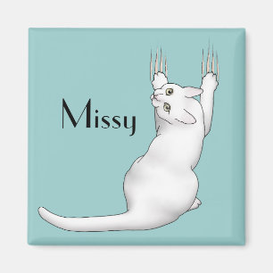 Cartoon der weißen Katze zeichne kratzend und reiß Magnet