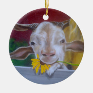 **CARTOON DER ZIEGE** WEIHNACHTSTELLEN KERAMIKORNAMENT