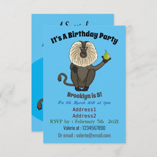 Cartoon des Affen Einladung (Vorne/Hinten)