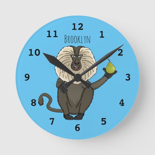 Cartoon des Affen Runde Wanduhr (Vorderseite)