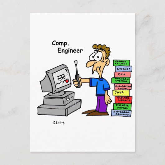 Cartoon des Computeringenieurs Postkarte (Vorderseite)
