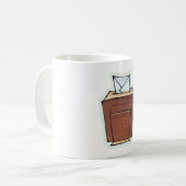 Cartoon des E-Mail-Postfachs Kaffeetasse (Vorderseite Links)