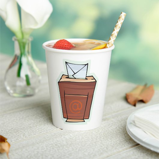 Cartoon des E-Mail-Postfachs Pappbecher